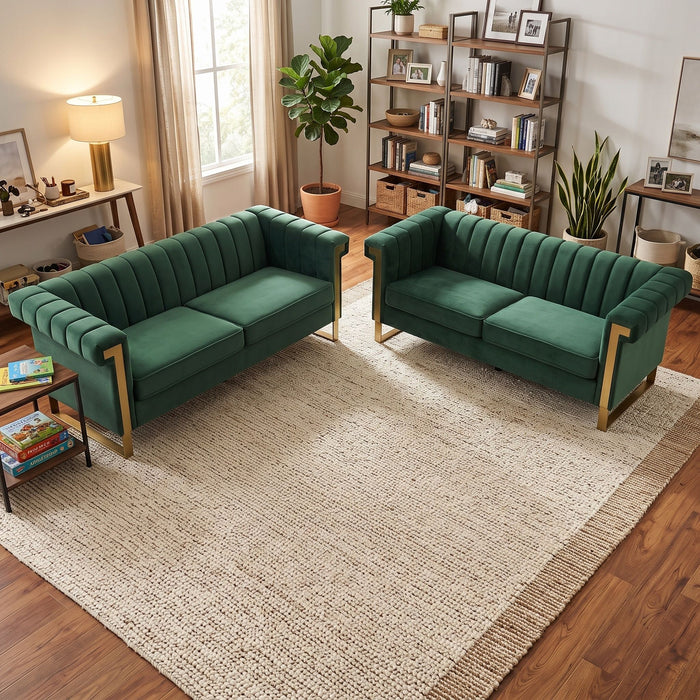 2 Piece Sofa Set With Tufted Back And Deep Seating Home Essentials