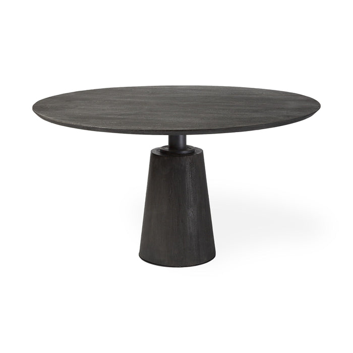 Solid Wood Top With Brown Metal And Wood Base Dining Table - Brown