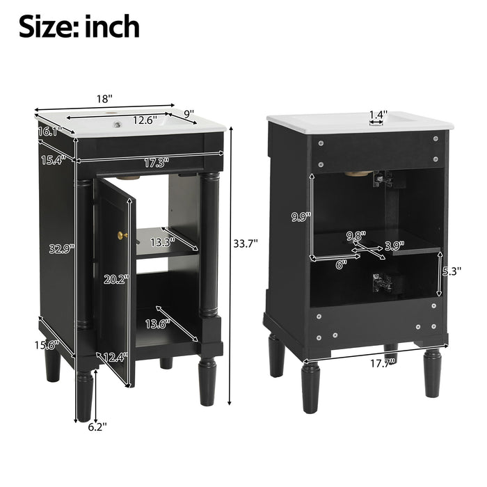French Style Bathroom Cabinet With Sink, Adjustable Shelf Hearth and Haven