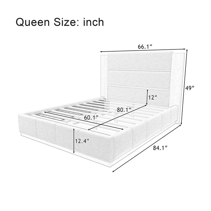 Modern Upholstered Platform Bed With Extended Headboard Hearth and Haven