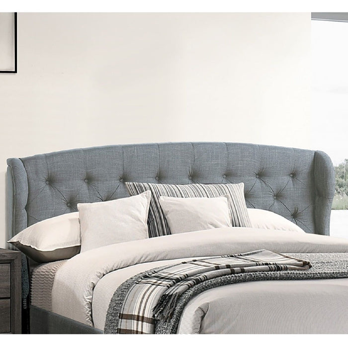 Queen Size Bed With Adjustable Button Tufted Headboard - Gray Home Essentials
