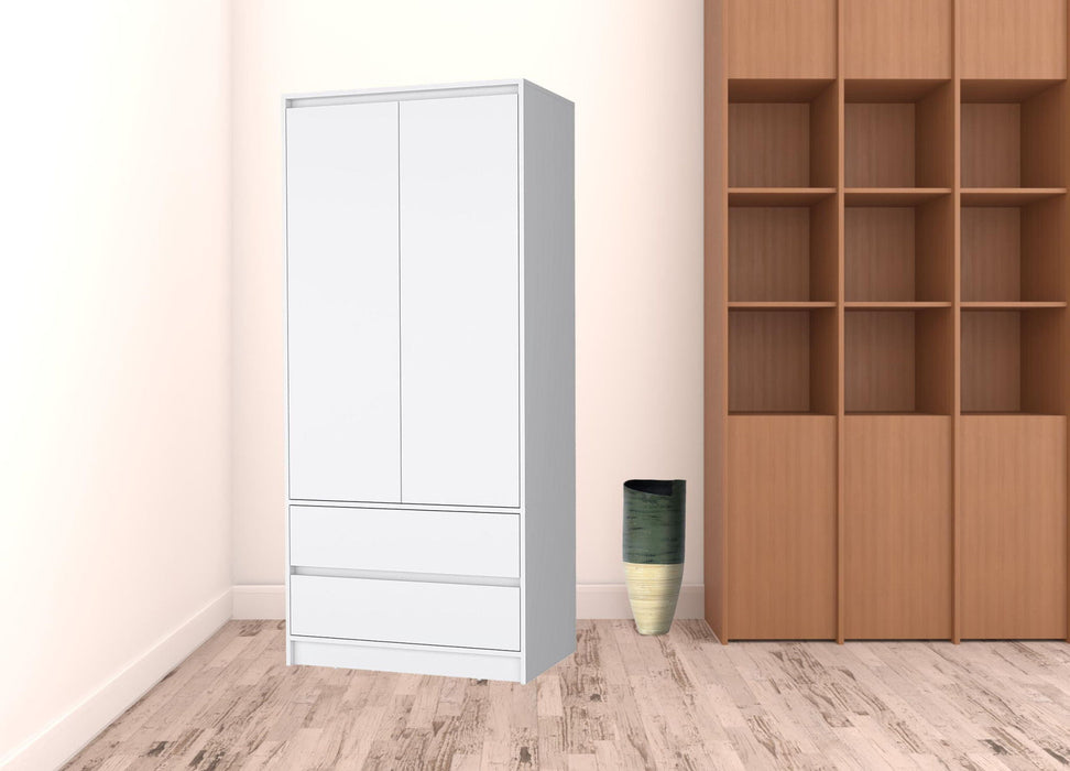 Accent Cabinet Soft Close With Multiple Shelves And Two Drawers - White