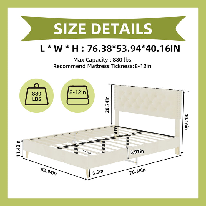 Upholstered Bed With Tufted Headboard Home Essentials