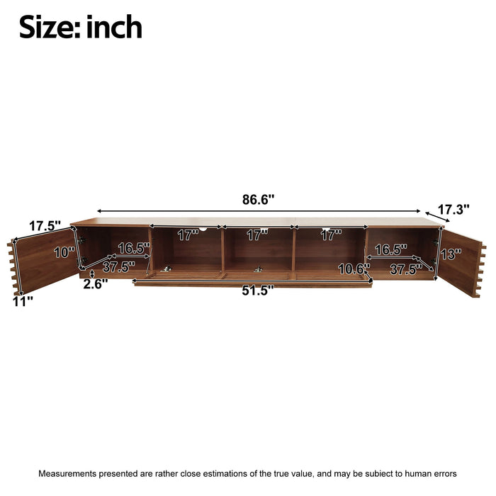 TV Stand, Entertainment Center With Cable Management And Soft Closing Hinges - Walnut Hearth and Haven