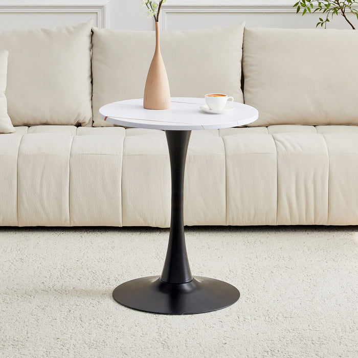 Round Dining Table With Thickened Engineered Wood Top And Metal Pedestal, 23.6" Diameter For Kitchen, Living Room, Small Spaces Home Essentials