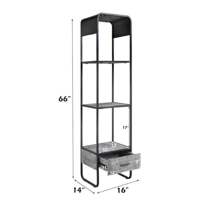 Raziela - TV Stand Side Pier - Concrete Gray & Black ACME