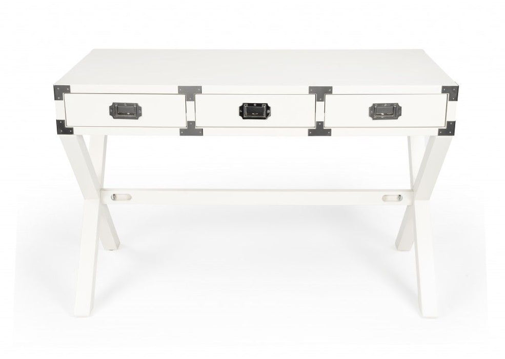 Solid Wood Writing Desk With Three Drawers - White