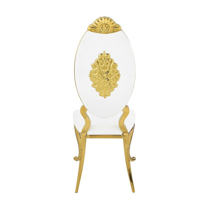 Fallon - Side Chair (Set of 2) - White Velvet & Mirrored Gold ACME