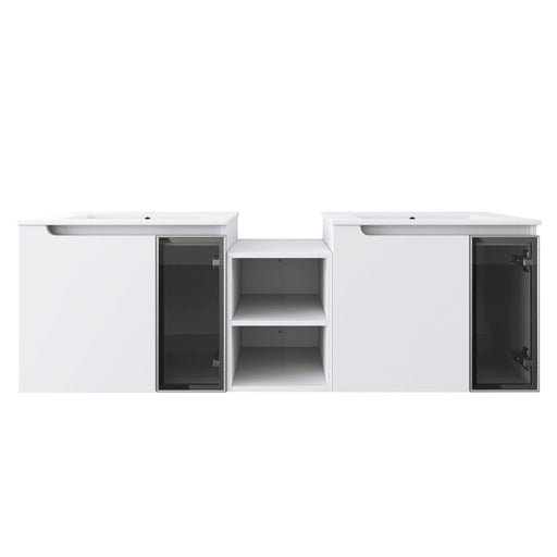 Wall Mounted Bathroom Vanity With Sink, Soft Close Doors, Cabinet & Half Door Home Essentials