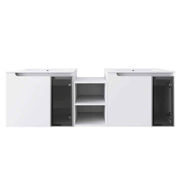 Wall Mounted Bathroom Vanity With Sink, Soft Close Doors, Cabinet & Half Door Home Essentials