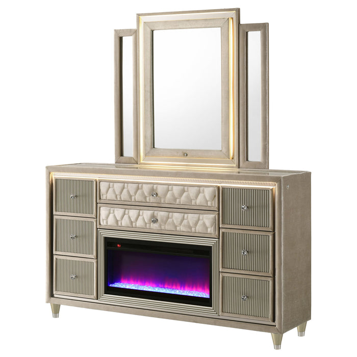 Mika - 8 Drawer LED Dresser And Mirror Set - Ivory Furniture Max