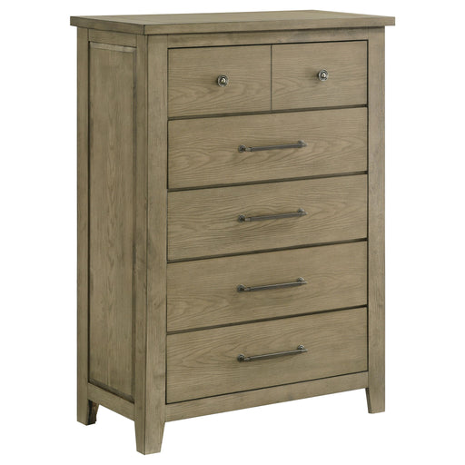 Pelton - 5 Drawer Chest - Oak Furniture Max