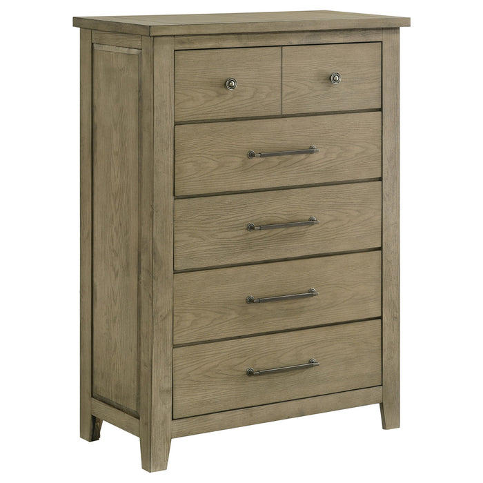 Pelton - 5 Drawer Chest - Oak Furniture Max