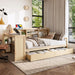Corner Daybed With Storage Drawers, Desk, Charging Port & Bookcase Home Essentials