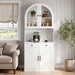 Tall Arched Pantry Cabinet With Charging Station, Adjustable Shelves, Coffee Bar Home Essentials