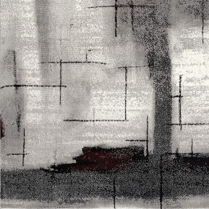 7' x 9' Abstract Area Rug - Gray And Burgundy