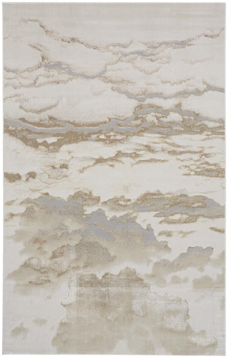 Abstract Area Rug - Ivory Tan And Gray
