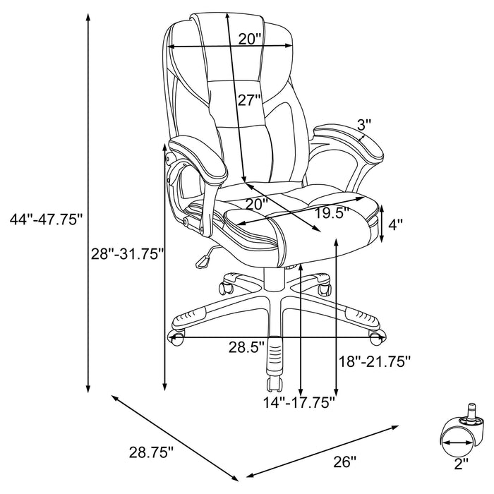 Swivel Office Chair With Armrests, Adjustable Height - Brown Furniture Max
