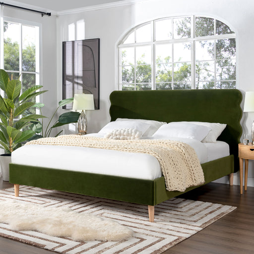 Stockholm - Modern Wavy Headboard Platform Bed Jennifer Taylor Home