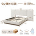 Muse - Queen Upholstered Platform Bed Frame - Ivory / Light Gray / Camel Oak House & Home Furniture