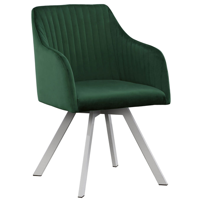 Tufted Swivel Dining Chair With Slim Sloped Arms - Green Furniture Max