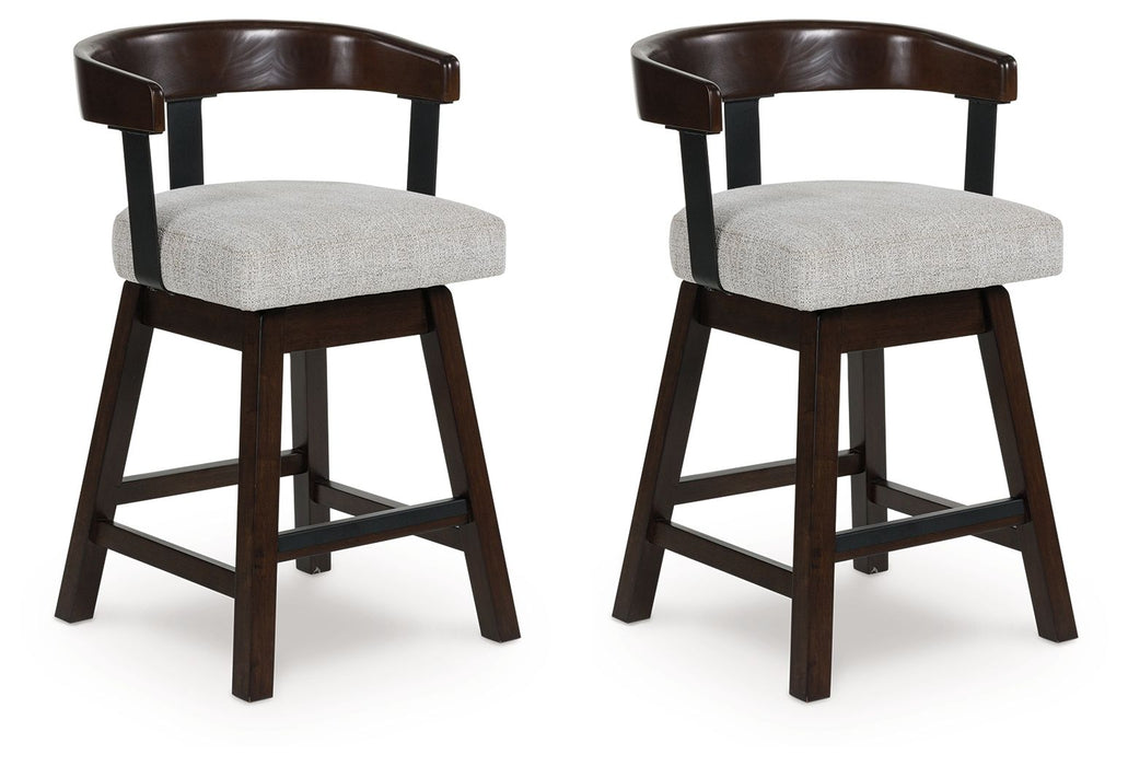 Haddigan - Upholstered Swivel Barstool (Set of 2) - Dark Brown