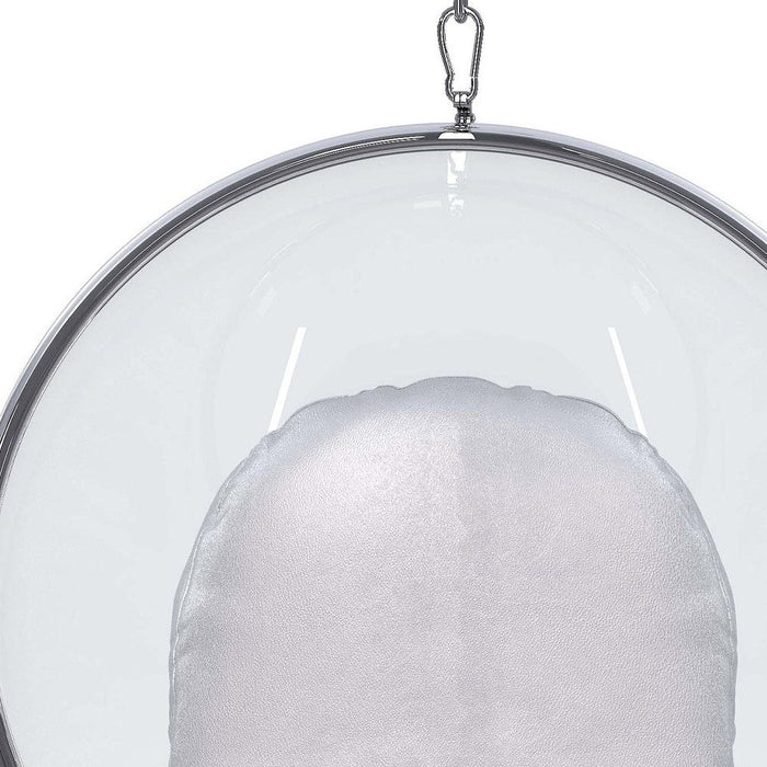 Acrylic And Faux Leather Balloon Chair - Silver And Clear