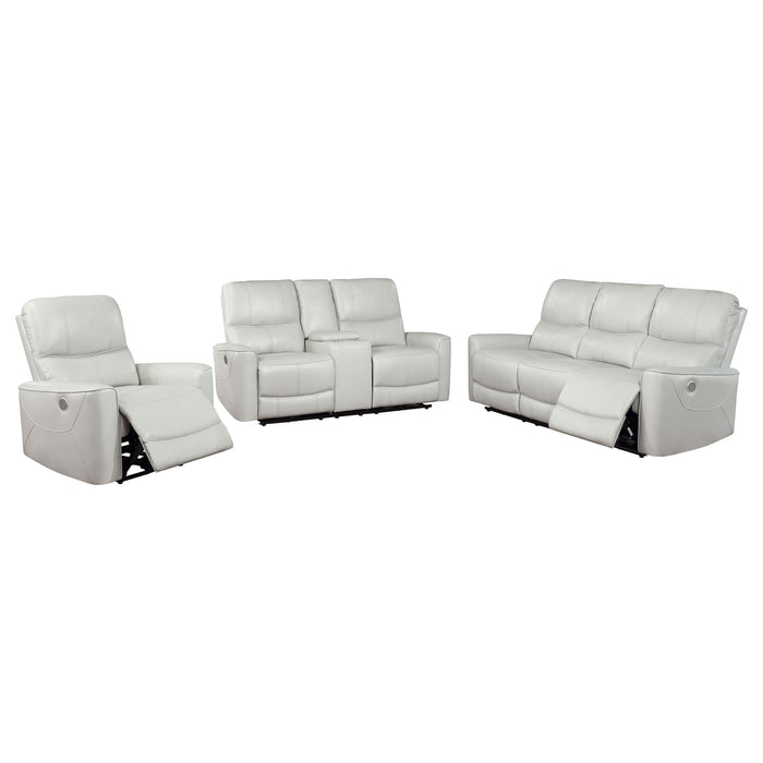 Amberly - 3 Piece Power Reclining Sofa Set - Light Gray Furniture Max