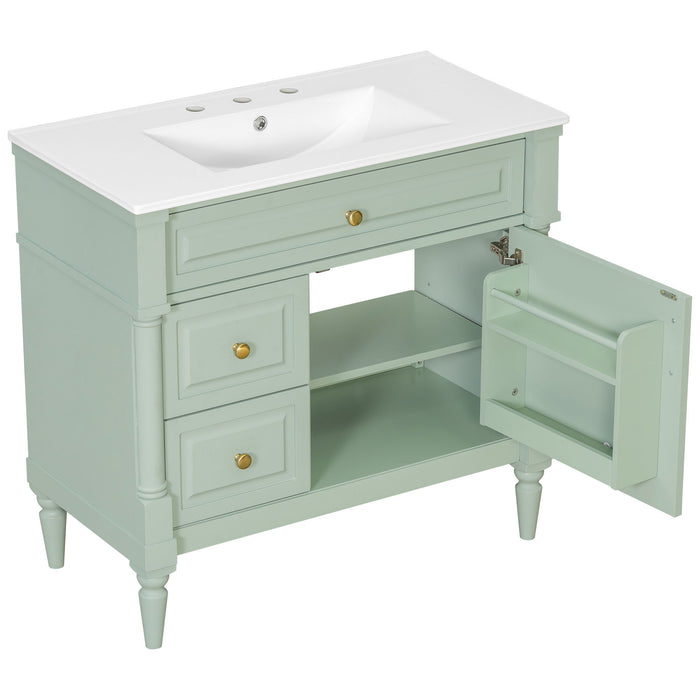 Freestanding Bathroom Vanity With Sink, Adjustable Shelf, Flip Drawer Hearth and Haven