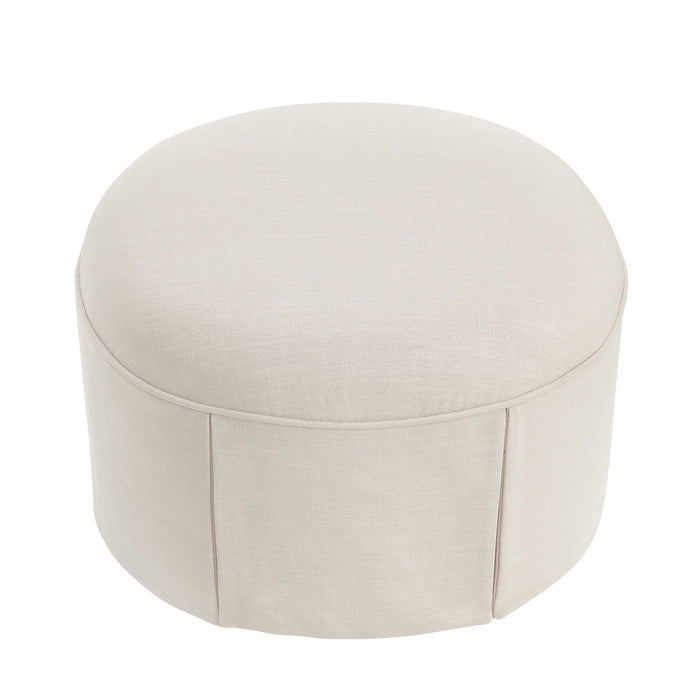 Linen Oval Ottoman - Beige