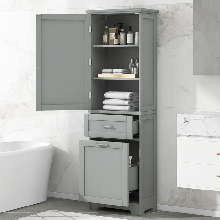 Tall Freestanding Bathroom Storage Cabinet With Adjustable Shelf And 2 Drawers Hearth and Haven
