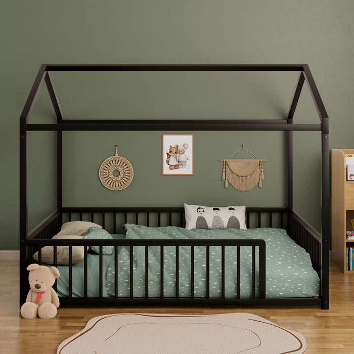 Montessori Floor Bed Frame With House Shape Hearth and Haven