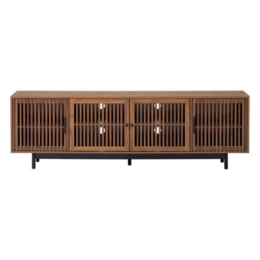 TV Stand For TVs, Entertainment Center With Closed Storage & Cable Management, Soft Closing Hinges - Walnut Hearth and Haven