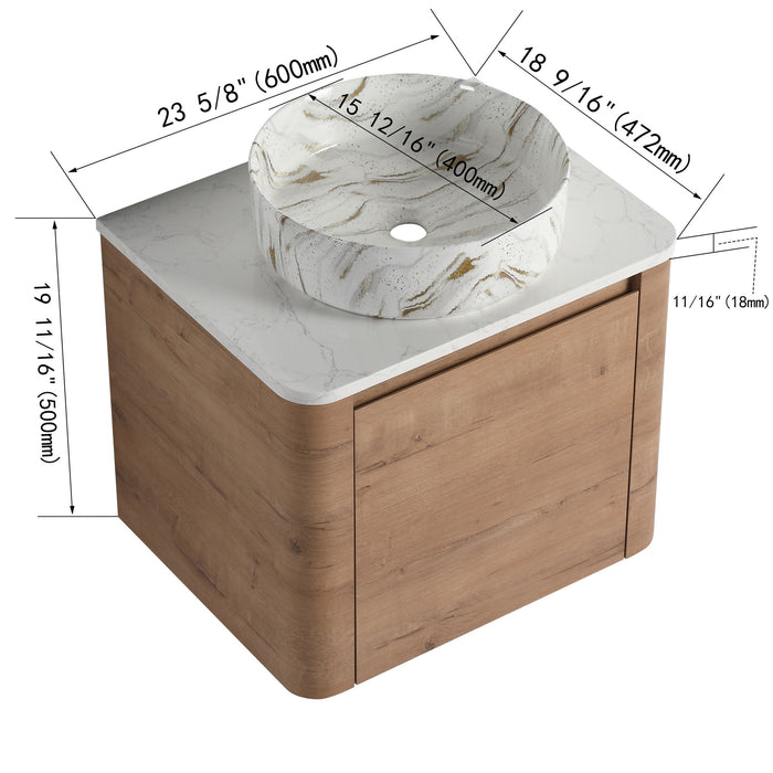 Wall Mounted Bathroom Vanity With Art Sink, 1 Soft Close Door Home Essentials