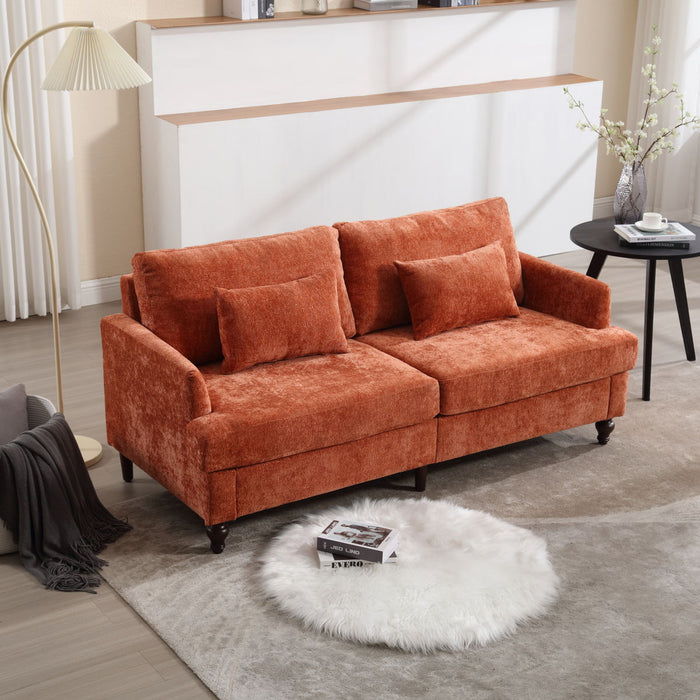 Coolmore Modern Chenille Fabric Loveseat, 2 - Seat Upholstered Loveseat Sofa Modern Couch - Dark Orange