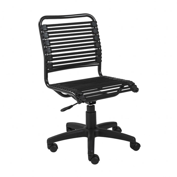 Adjustable Swivel Bungee Rolling Office Chair - Black