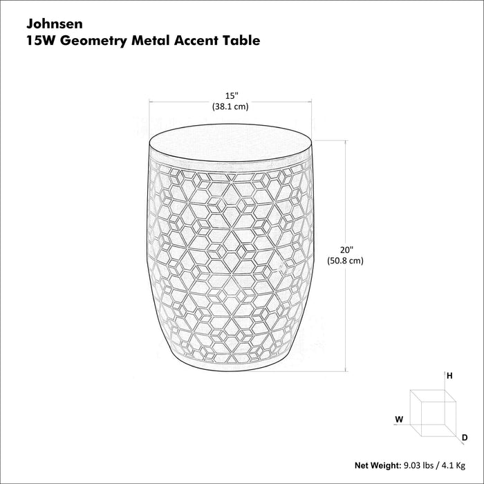 Johnsen - Geometric Pattern Accent Table - Antique Silver Simpli-Home