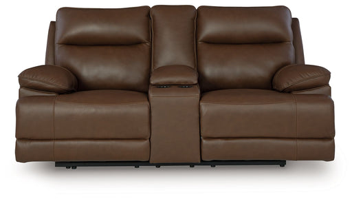 Vonryan - Power Reclining Loveseat With Console / Adj Headrest - Tobacco Signature Design by Ashley®