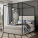 Canopy Bed With Tall Upholstered Headboard And 4 Poster Hearth and Haven