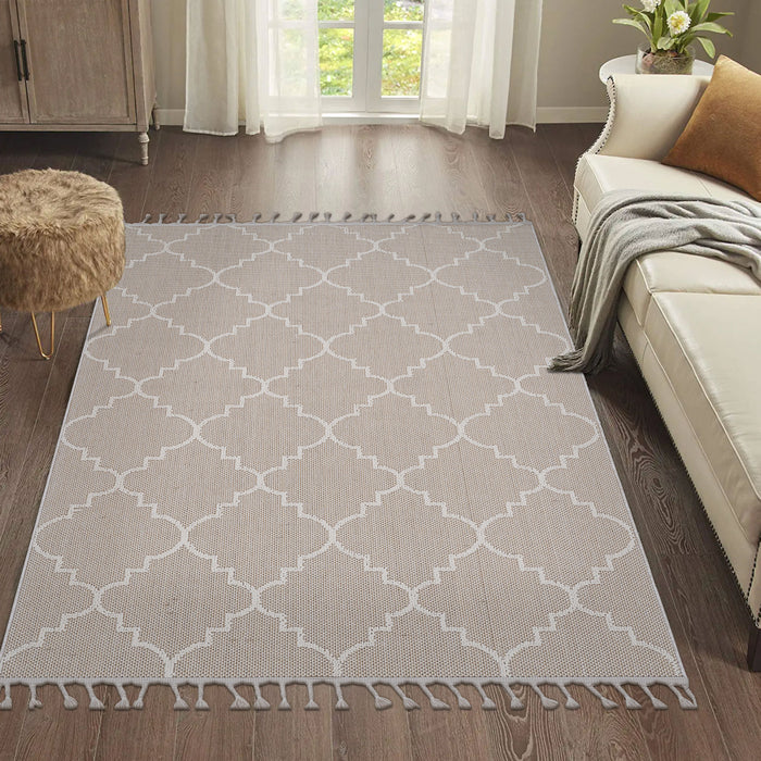 6' x 9' Trellis Indoor / Outdoor Area Rug - Ivory