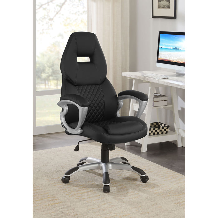 Bruce - Upholstered Adjustable Home Office Chair With Ergonomic Support And Smooth Swivel Function - Black Furniture Max