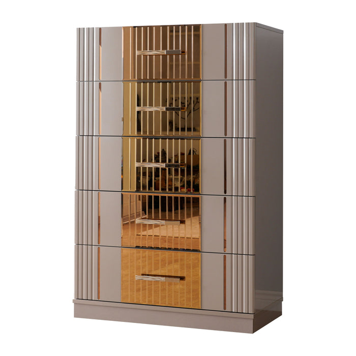 Lorenzo - 5 Drawer Chest - Gray Matrix Furniture Group