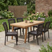 7 Piece Outdoor Patio Dining Set With Table & 6 Chairs - Brown / Brown Multi Noble House