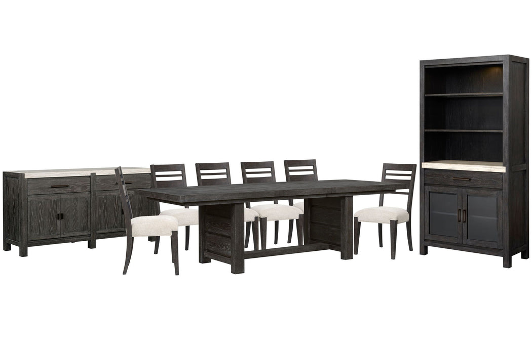 Plum Creek - 9 Piece Extendable Trestle Dining Table Set Magnussen Furniture
