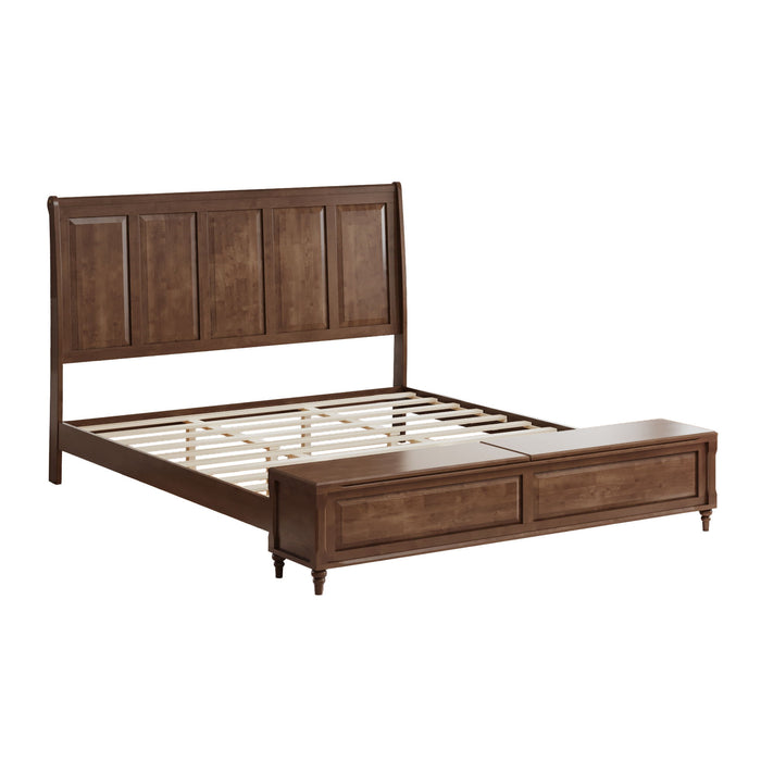 Sleigh Bed Frame With Tall Headboard And Storage Bench Home Essentials