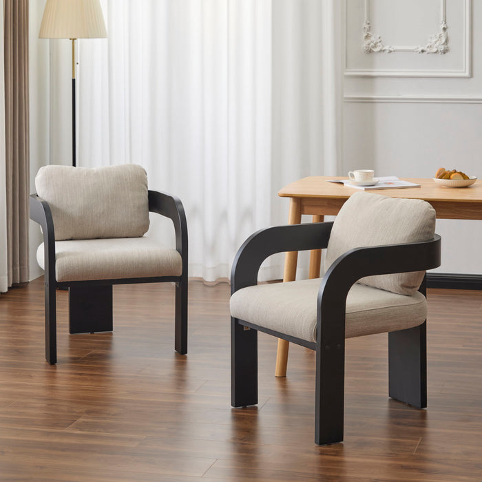 Dining Chairs & Pillow Back (Set of 2) - Beige / Black Noble House