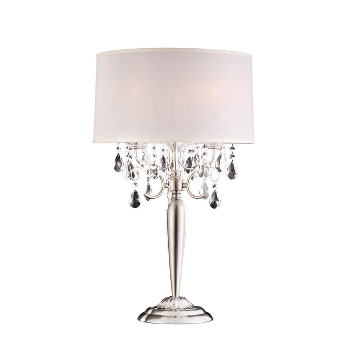 Glam Scroll Chandelier Faux Crystal Table Lamp - Silver