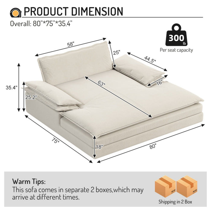 Modern Oversized Double Chaise Lounge Chair Home Essentials