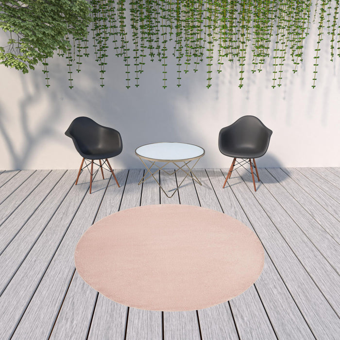 8' X 8' Round Non Skid Indoor / Outdoor Area Rug - Pink