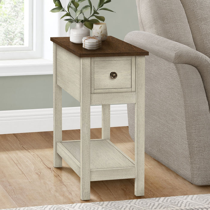 Accent End Table, 2 Tier, Narrow, Lamp, Storage Drawer, Charming Design 8th Street